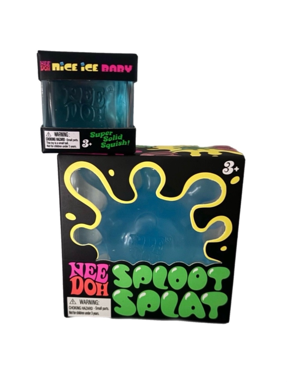 NeeDoh Sploot Splat and Nice Ice Baby Blue Sensory Toy Bundle